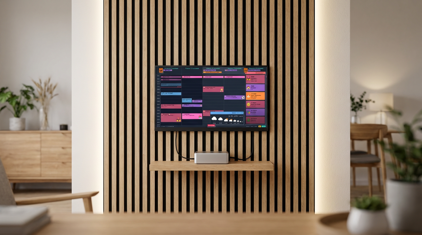 Old PC monitor repurposed as a dedicated family calendar display